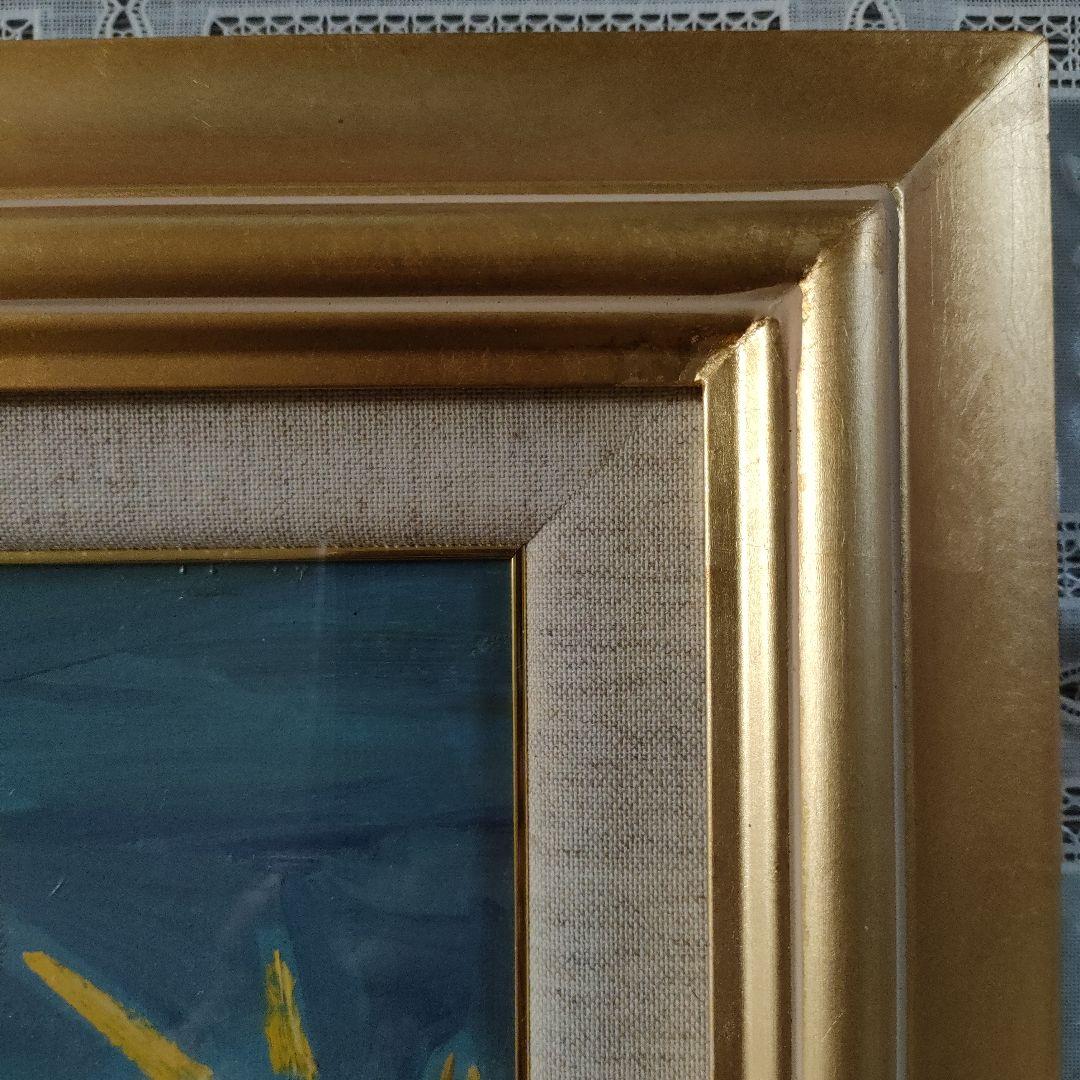 柳川喜八郎　油彩画　F6号『夏の山頂』、直筆サイン入、新品額装品