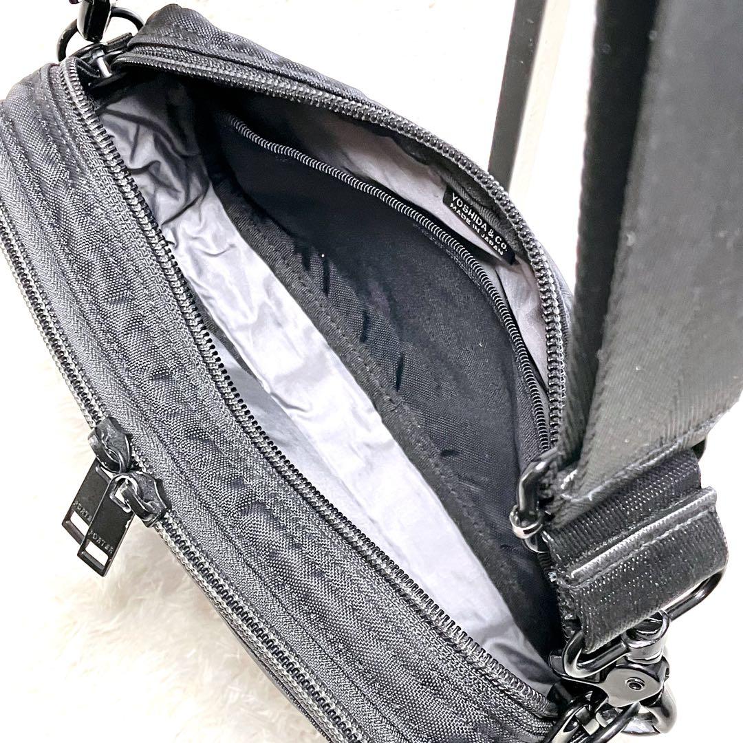 【美品】PORTER ポーター 吉田カバン フラッシュショルダーバック 2層　黒