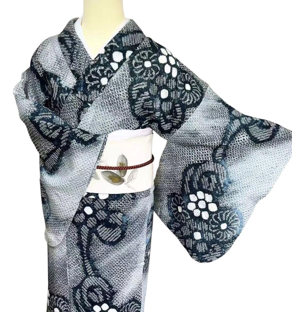 A73有松鳴海絞り高級浴衣 希有辻ヶ花綿　美品　女子会　花火大会　身丈161cm