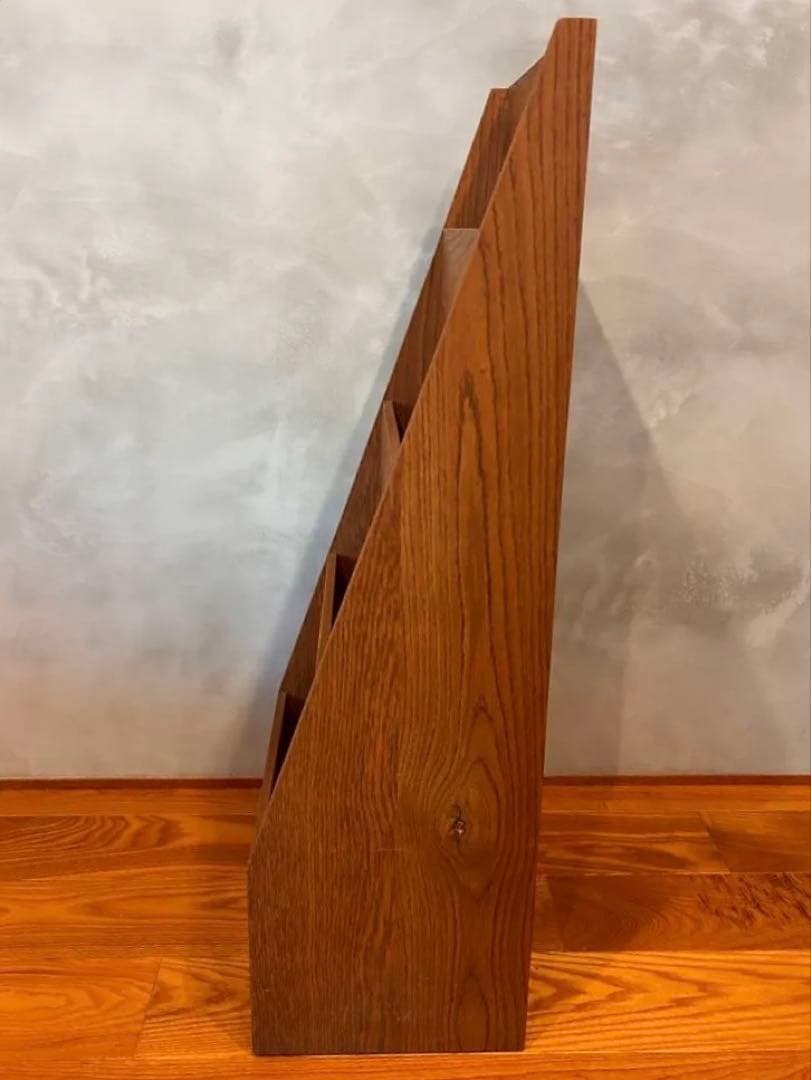 上質オーク材マガジンラック木製4段ブックシェルフ''インダストリー系