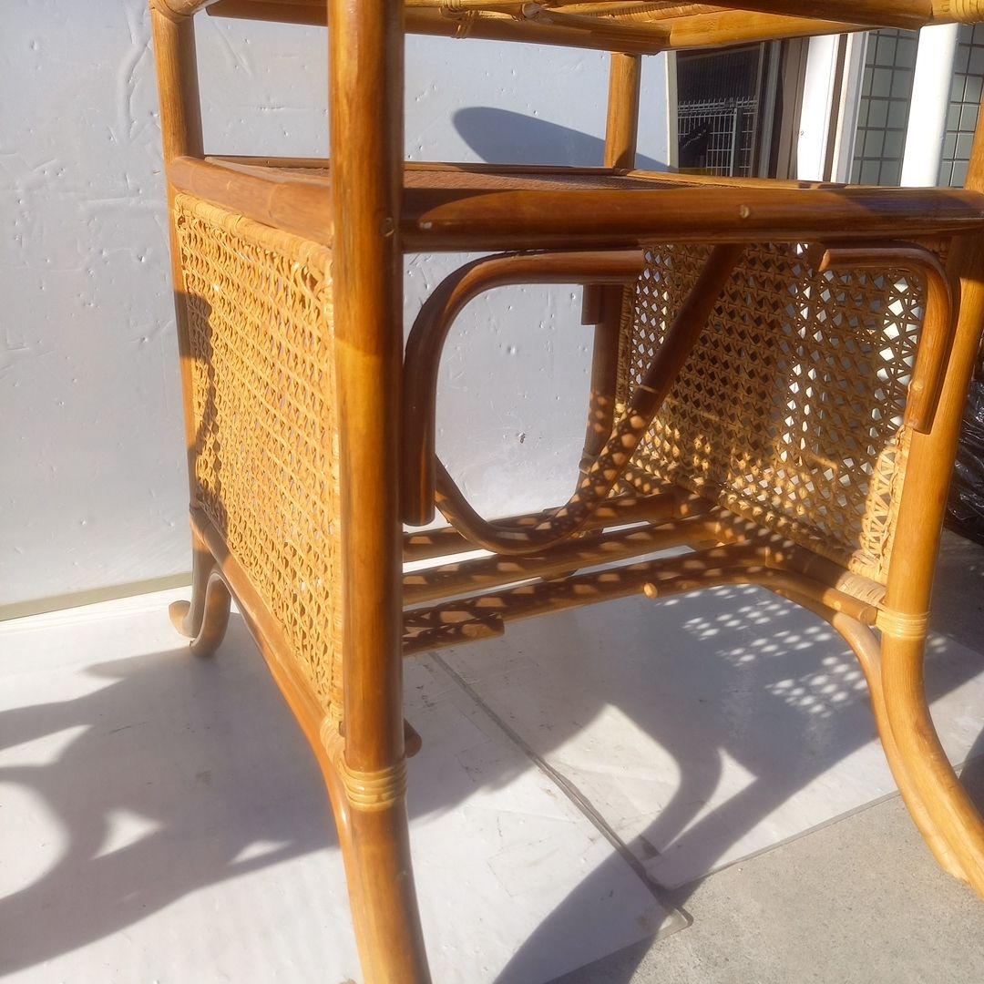 （籐）製アクセントテーブル チェア 2脚 ３点セット