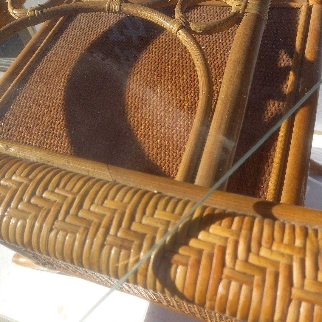 （籐）製アクセントテーブル チェア 2脚 ３点セット