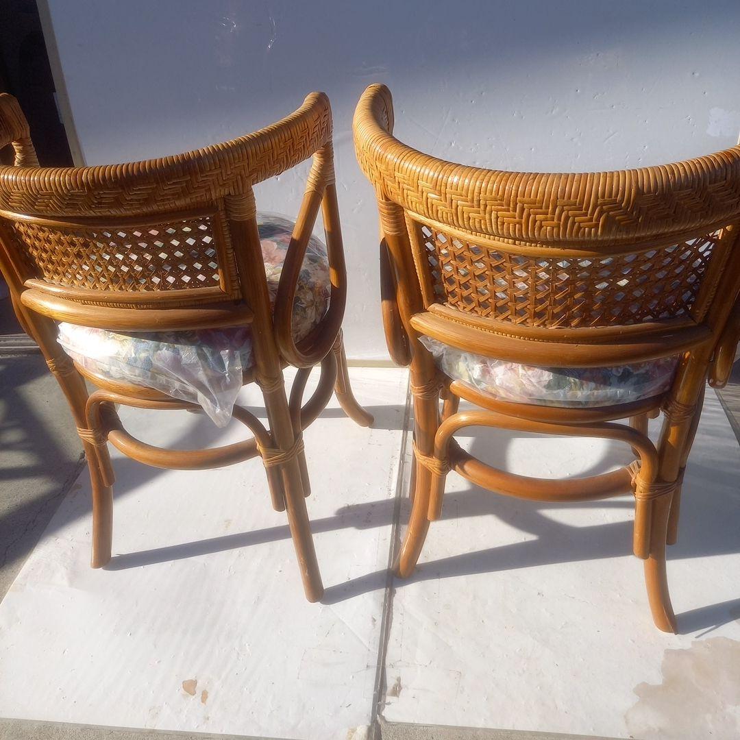 （籐）製アクセントテーブル チェア 2脚 ３点セット