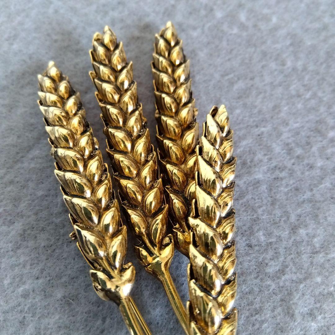 【未使用】KENZO　小麦の穂 ４本のブローチ ゴールド