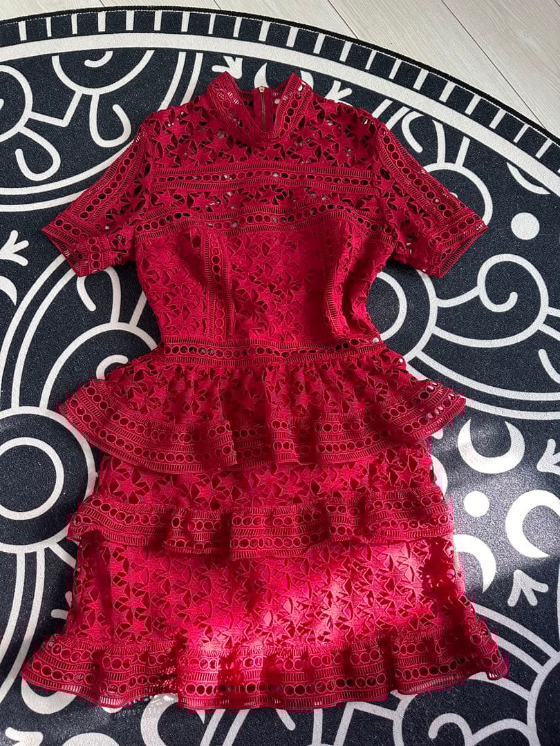 self-portrait レッド ミニワンピース UK10