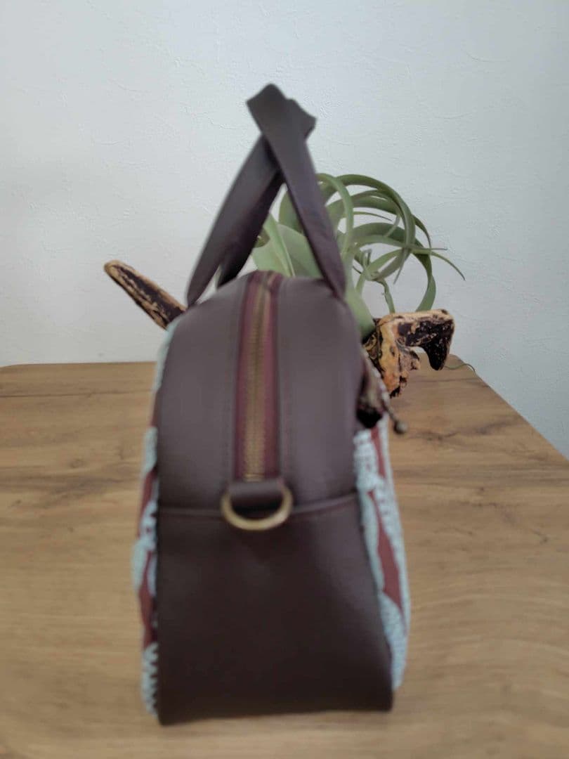 ミナペルホネン/tambourineタンバリンネイビー×LB/ラウンドボストン