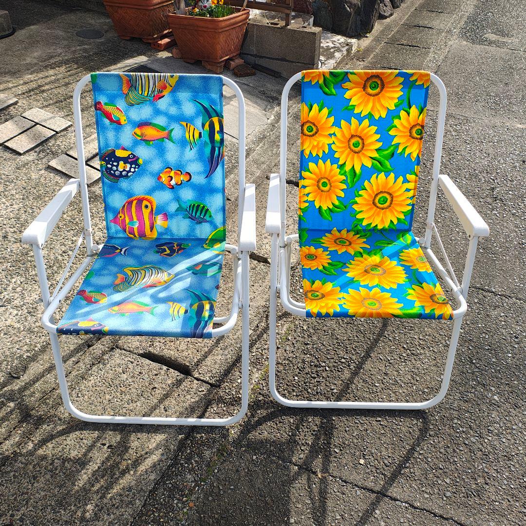 折りたたみ式アウトドアチェア 2脚セット 昭和レトロ