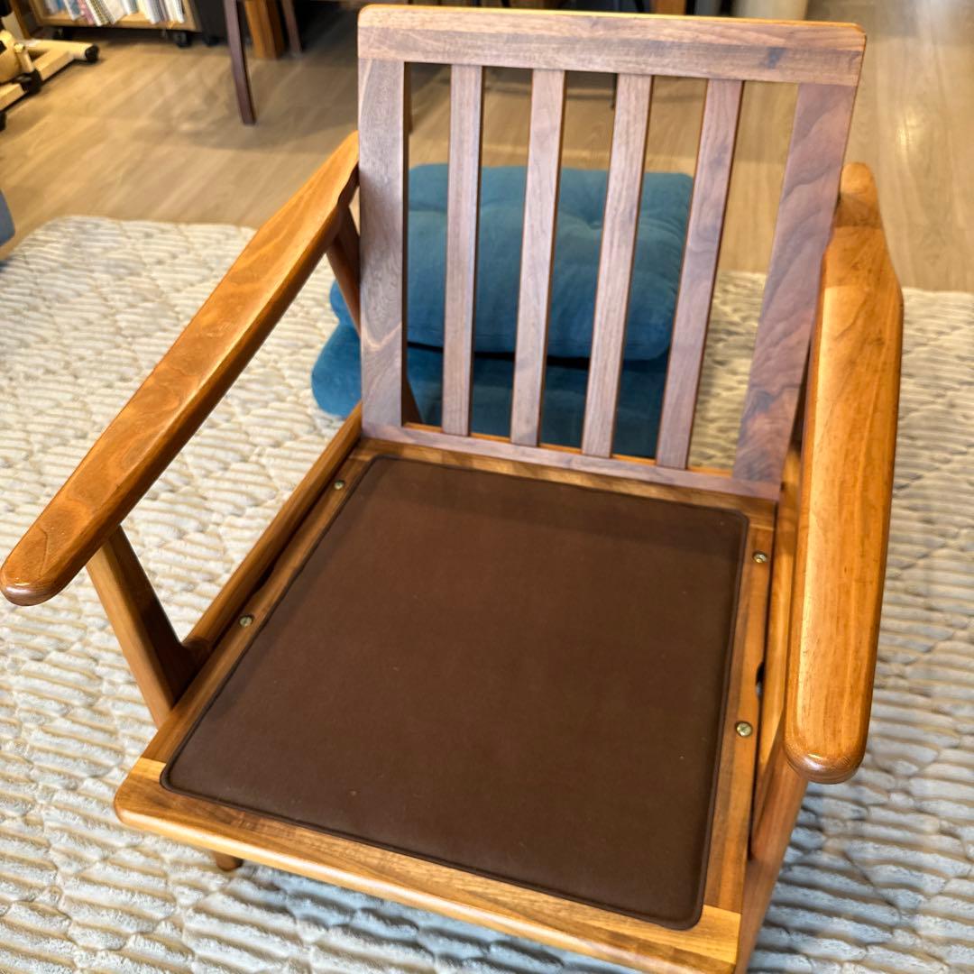 【マルニ60】ウォールナット&ブルー　1人掛けソファ