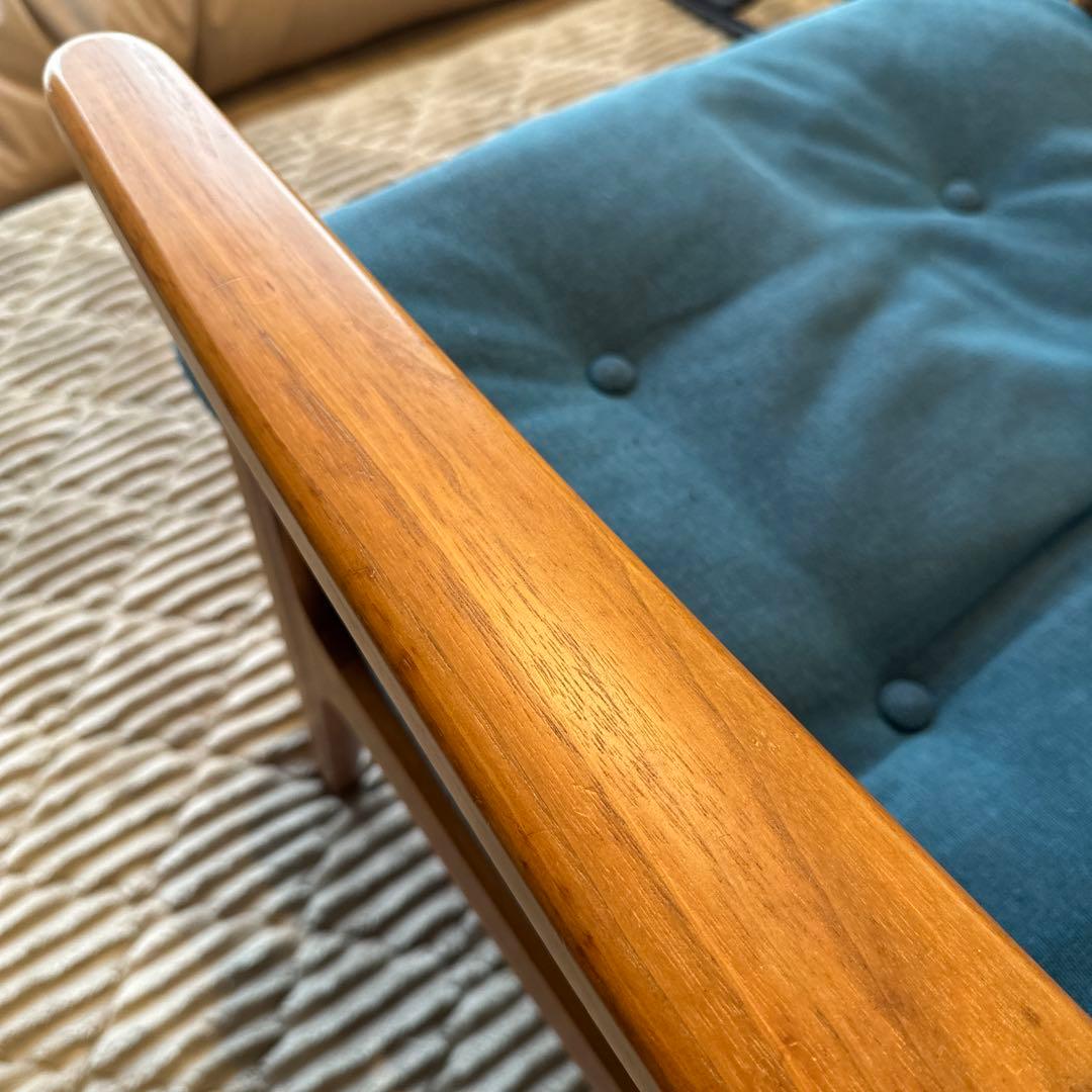 【マルニ60】ウォールナット&ブルー　1人掛けソファ