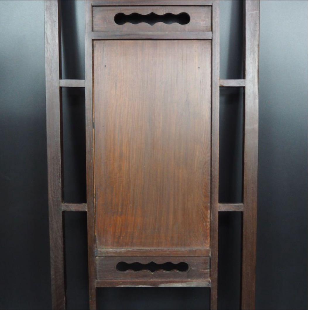 送料無料　清末～民国　唐木紅木鉄刀木　梅蘭竹菊四君子紋彫刻額　94×38ｃｍ