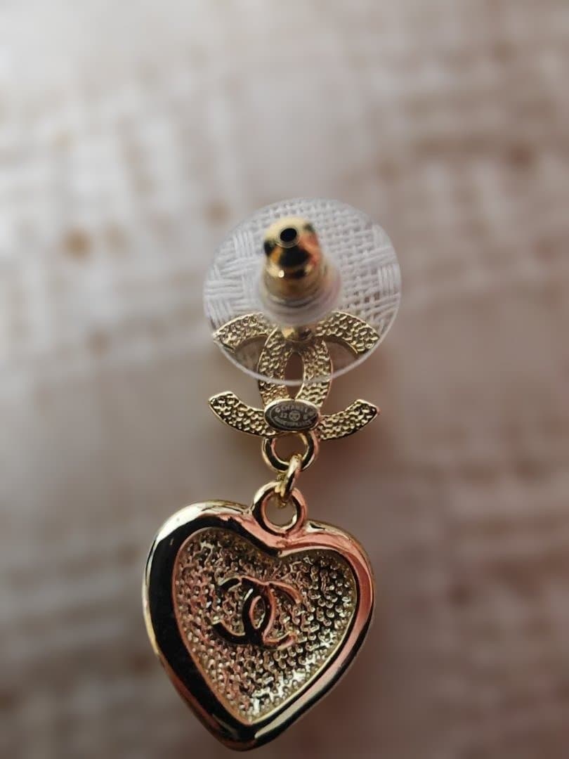 美品 CHANEL ピアス ゴールド ココマーク ラインストーン ハート