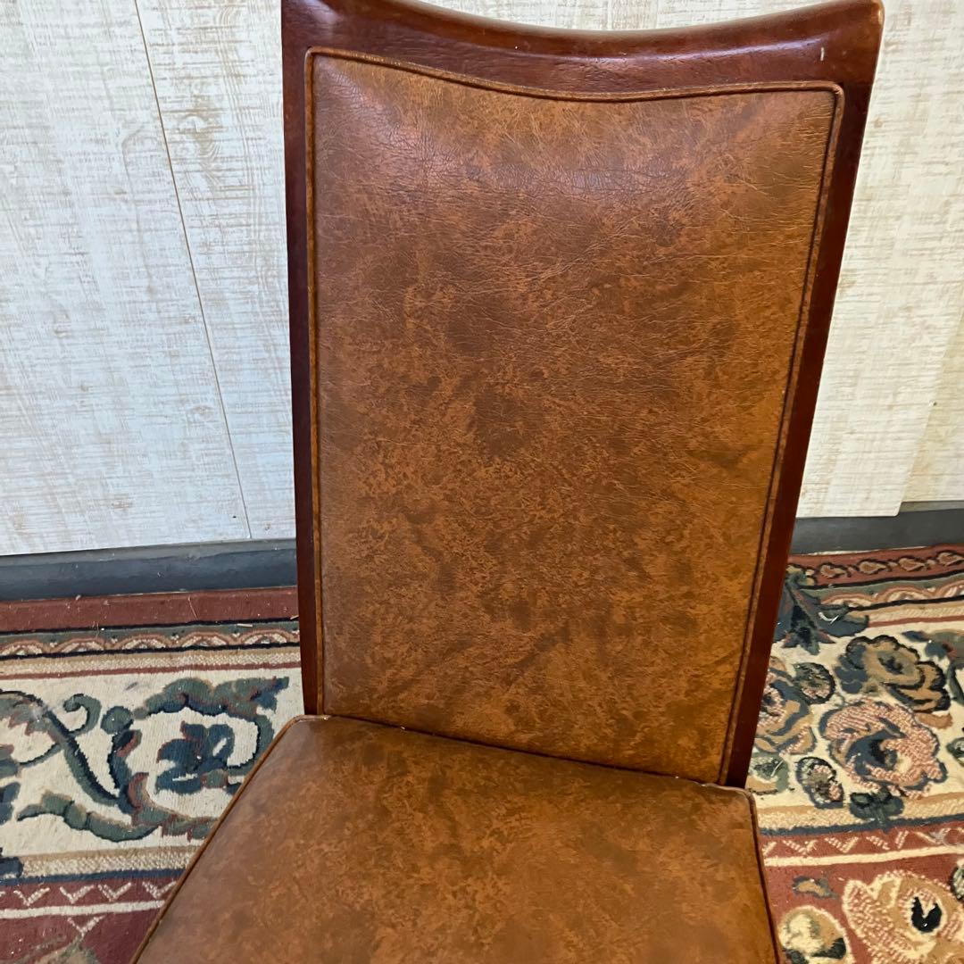 ②北欧レトロ マルニ木工 木製椅子 鋲打ちダイニングチェア ロビーチェア 古家具