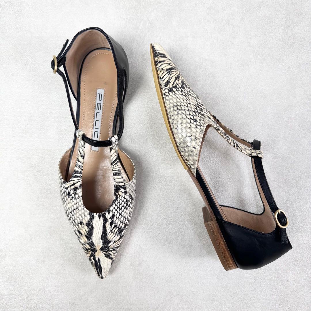 【極良品】ペリーコ　パイソン柄オープンパンプス　サンダル　ポインテッドストラップ