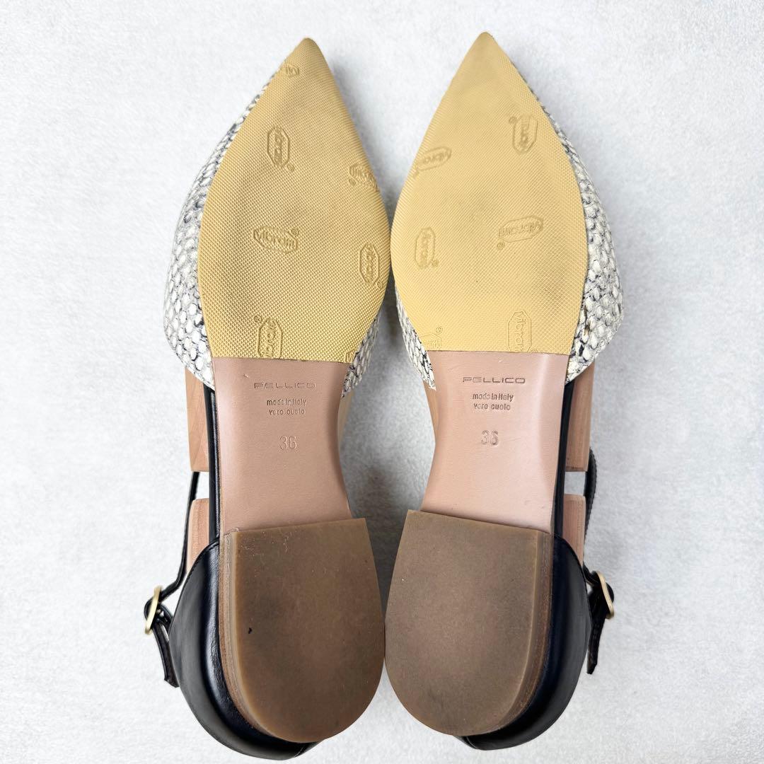 【極良品】ペリーコ　パイソン柄オープンパンプス　サンダル　ポインテッドストラップ