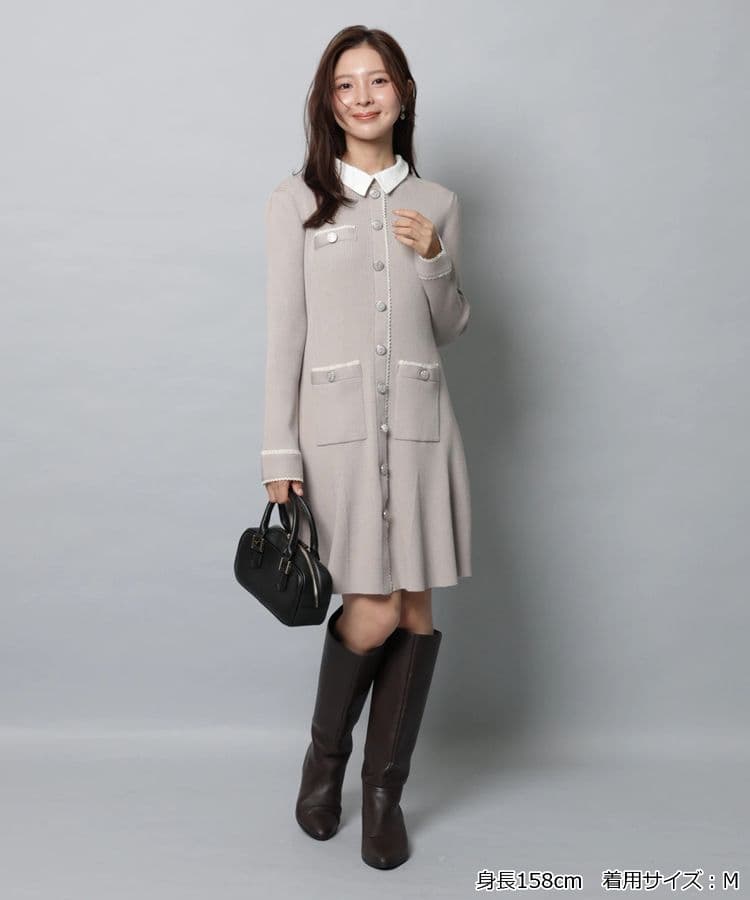 Apuweiser-rich　衿付2wayニットワンピース ルミネ限定グレージュ