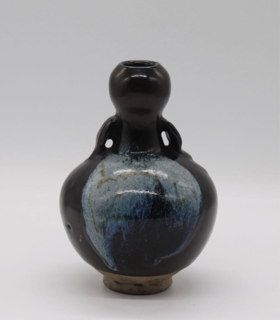 中国　鈞釉蓋耳瓢箪瓶　送料込み0111