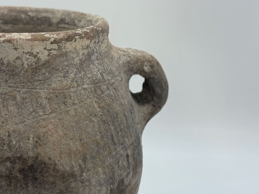 中国　古陶　きょうめん土器　雙耳壺　送料込み260202