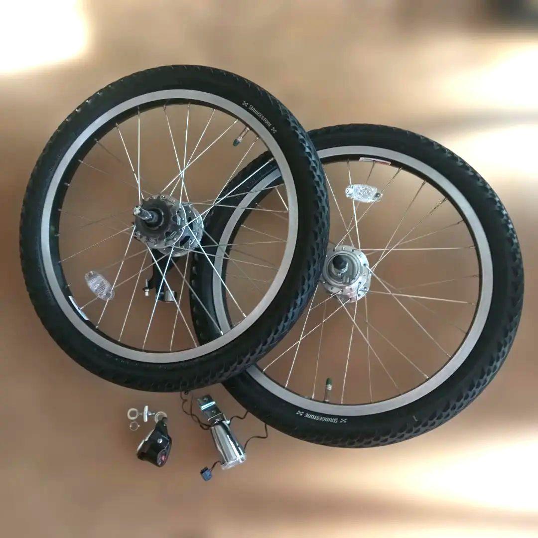 m*u様 ブリヂストン20インチ1.95幅オートライト前後輪セットシングルギア