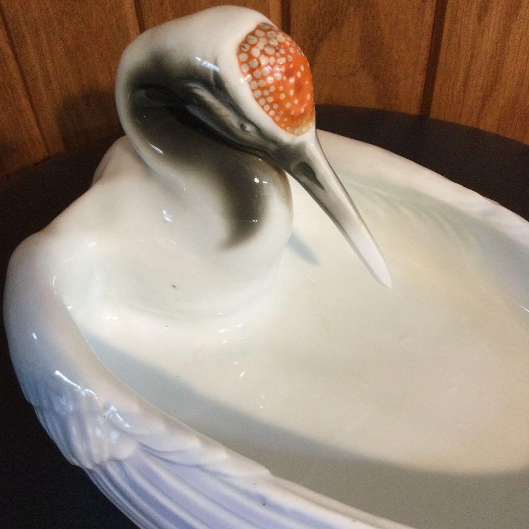 オールド深川製磁、鶴の小物入れ