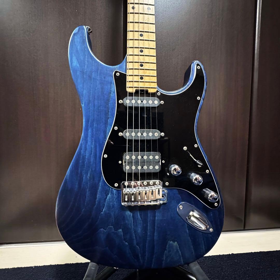 Schecter ギター　青　ストラトタイプ　ロックペグ