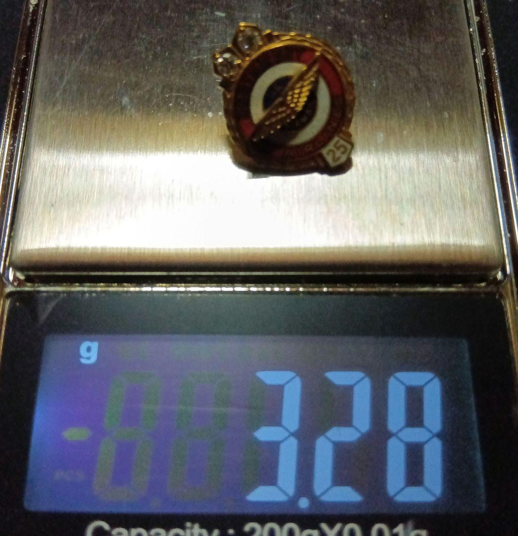 ノースウエスト航空 勤続25年記念バッジ　10K刻印 メレダイヤモンド