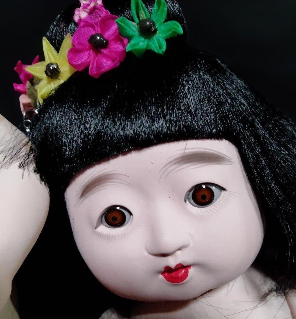 お座り人形　未使用 男女ペア　倉庫保管品　昭和　胡粉入れ目　箱入り