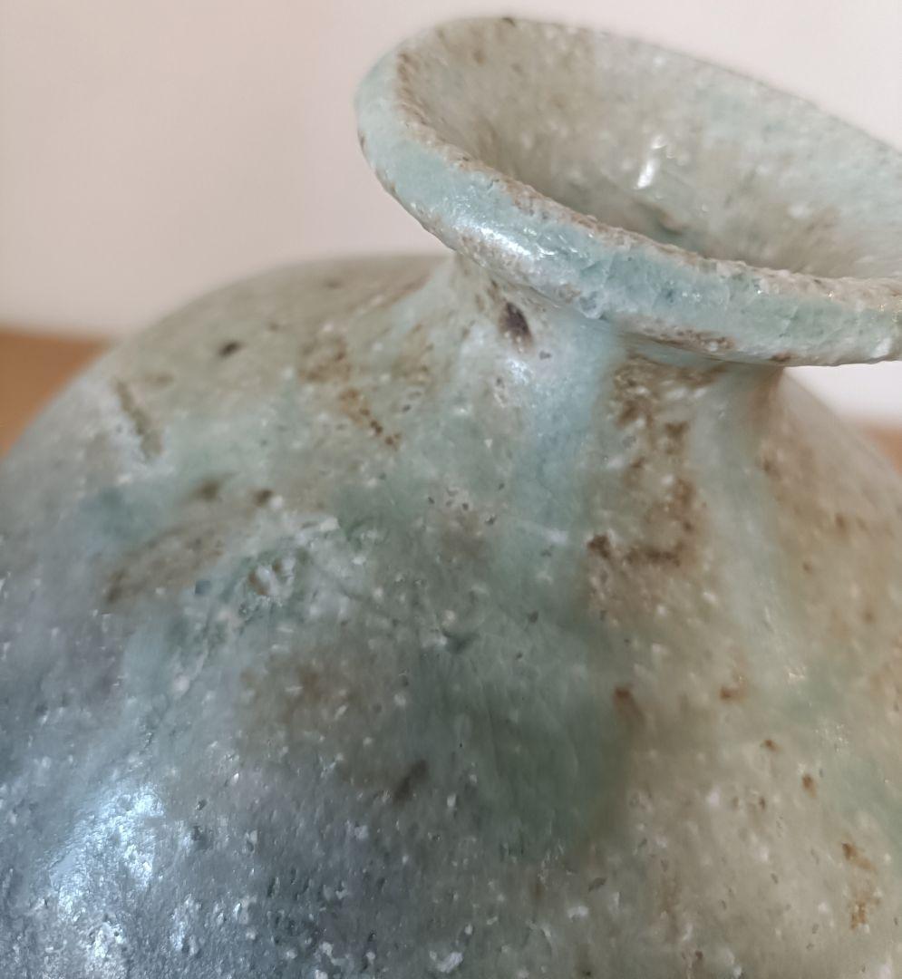 廣永窯 坪島土平作 伊賀大わび花入 灰被手　茶道具　伊賀焼花入