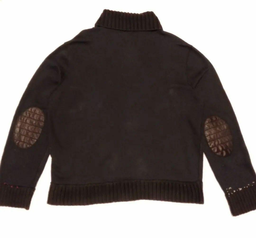 希少【ポロバイラルフローレン】ステッチ＆レザー装飾　黒 ショールカラースウェット