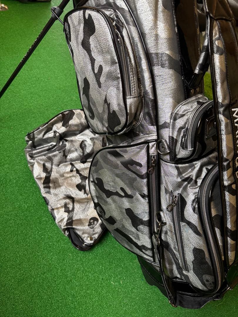 MARK & LONA 迷彩キャディバッグ　ブラック×シルバー