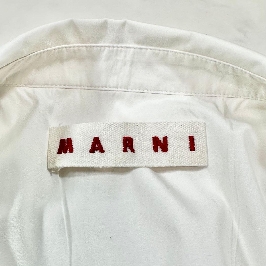 MARNI 2024年製 バックタック ギャザーコットンシャツ 前後ヘム 白38