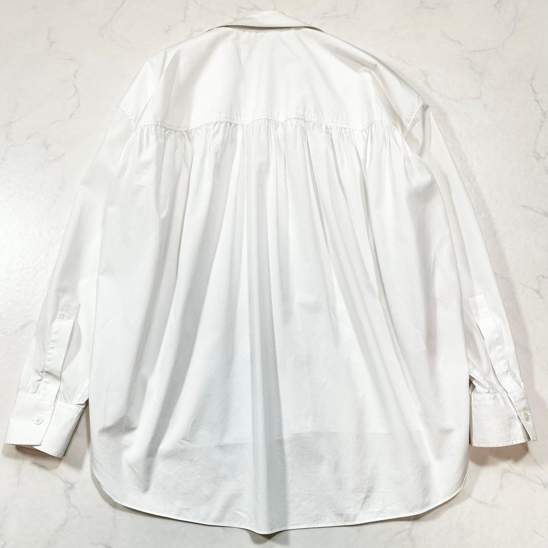 MARNI 2024年製 バックタック ギャザーコットンシャツ 前後ヘム 白38