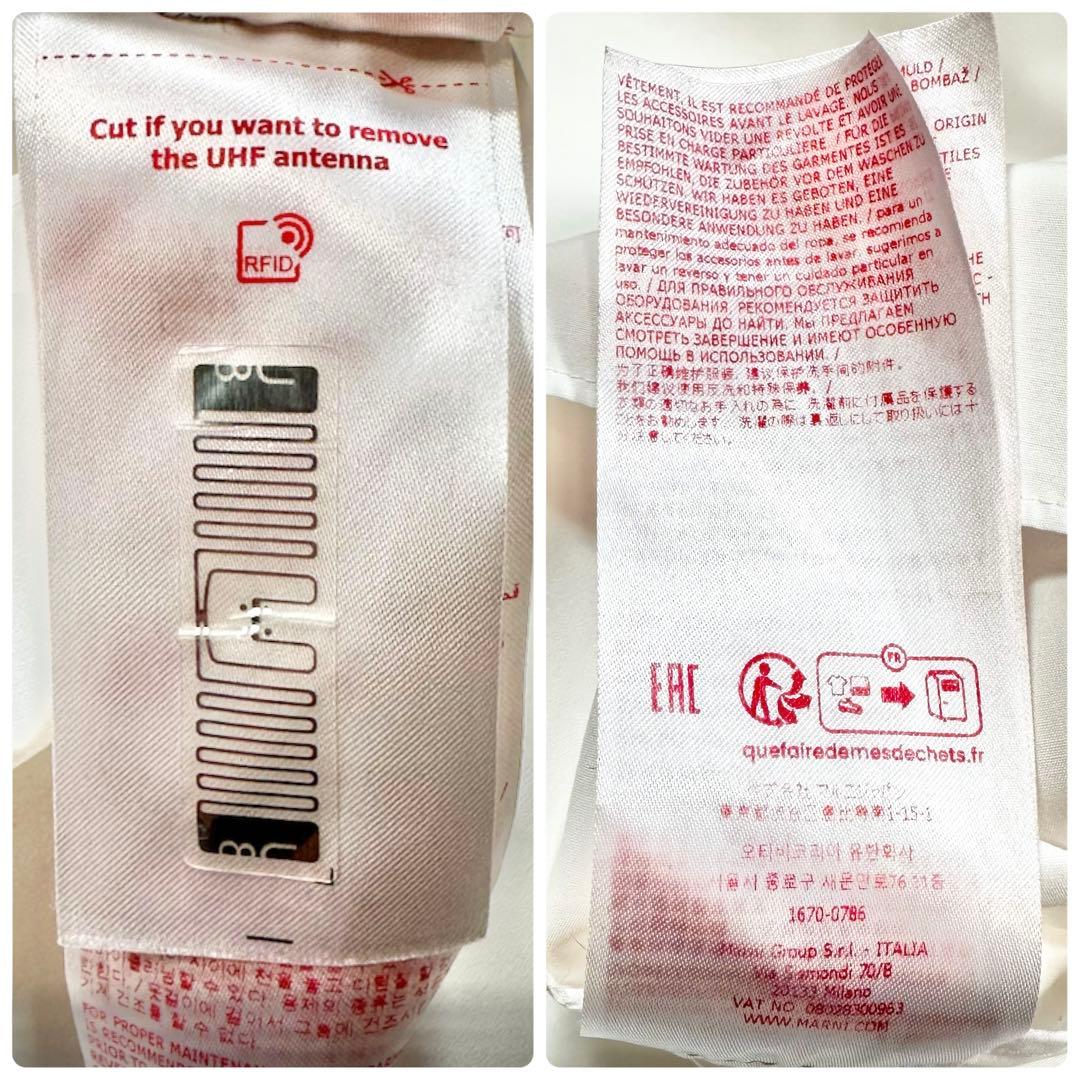 MARNI 2024年製 バックタック ギャザーコットンシャツ 前後ヘム 白38