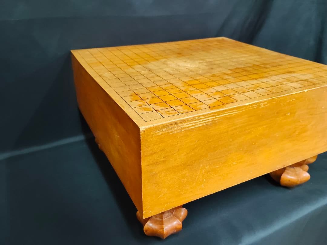 足付碁盤 5寸（厚さ14.5cm）木製 クチナシ型足 へそ有り