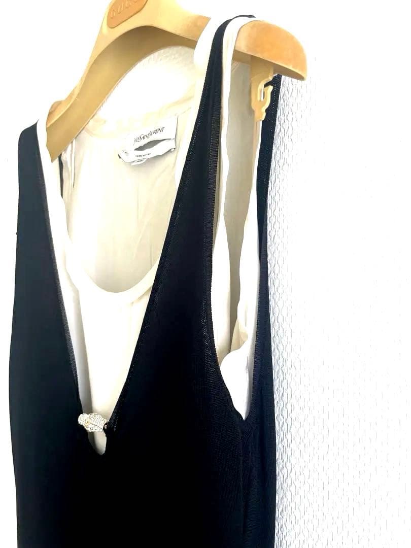 【GUCCI】美品✨ブラックキャミソール✨スワロスキーチャーム付き✨イタリー製