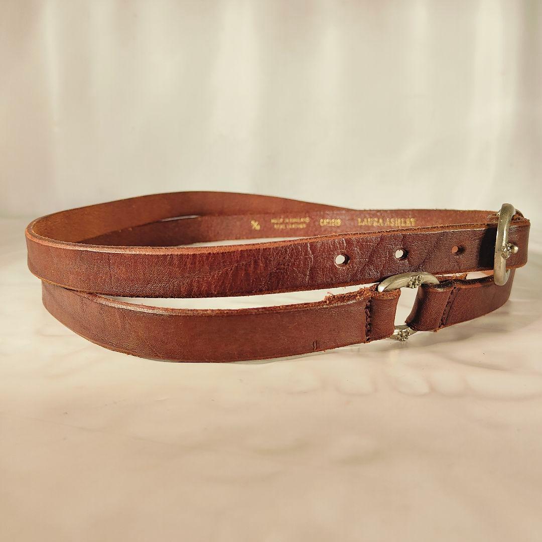 【英国製ヴィンテージ】ダブルラップ本革ベルト　上質クラシックドレスベルト　正規品