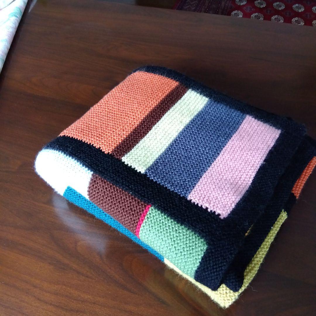 モチーフ編みブランケット　マルチカバー　棒針編み