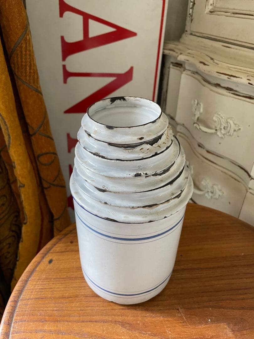 フランス　アンティーク　ホーロー　キャニスター　BF社BB社　ブルー　100年