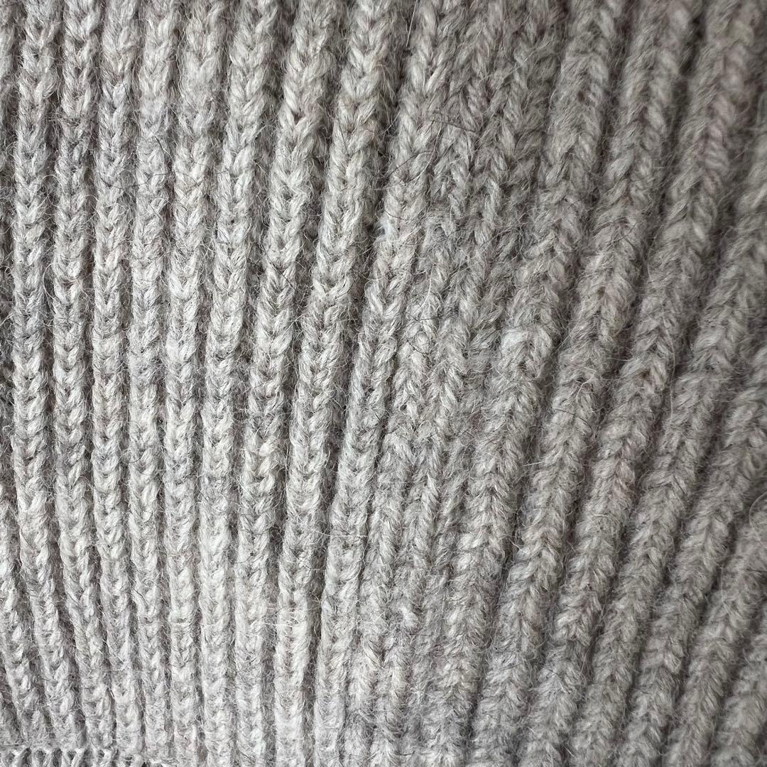 グレー リブ編み フード付きカーディガン