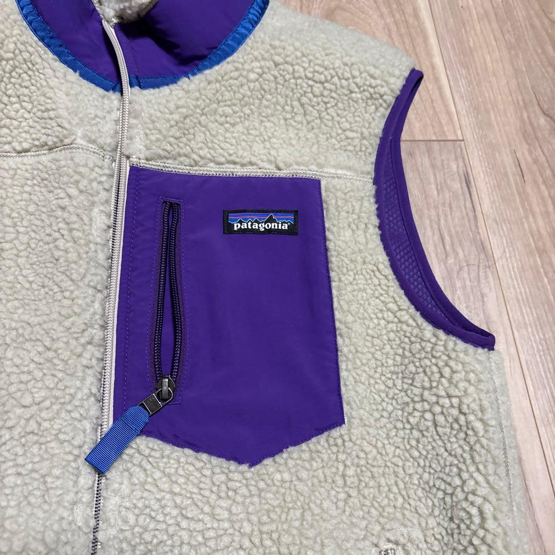 パタゴニア　クラシックレトロxベスト　直営店購入　ベージュ×パープル