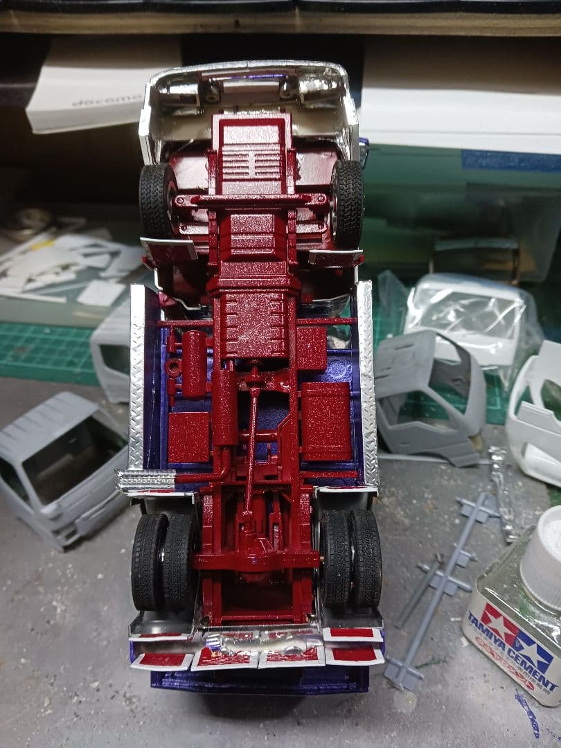 1/32アオシマデコトラプラモデル/ダンプ、2t箱車2台セット