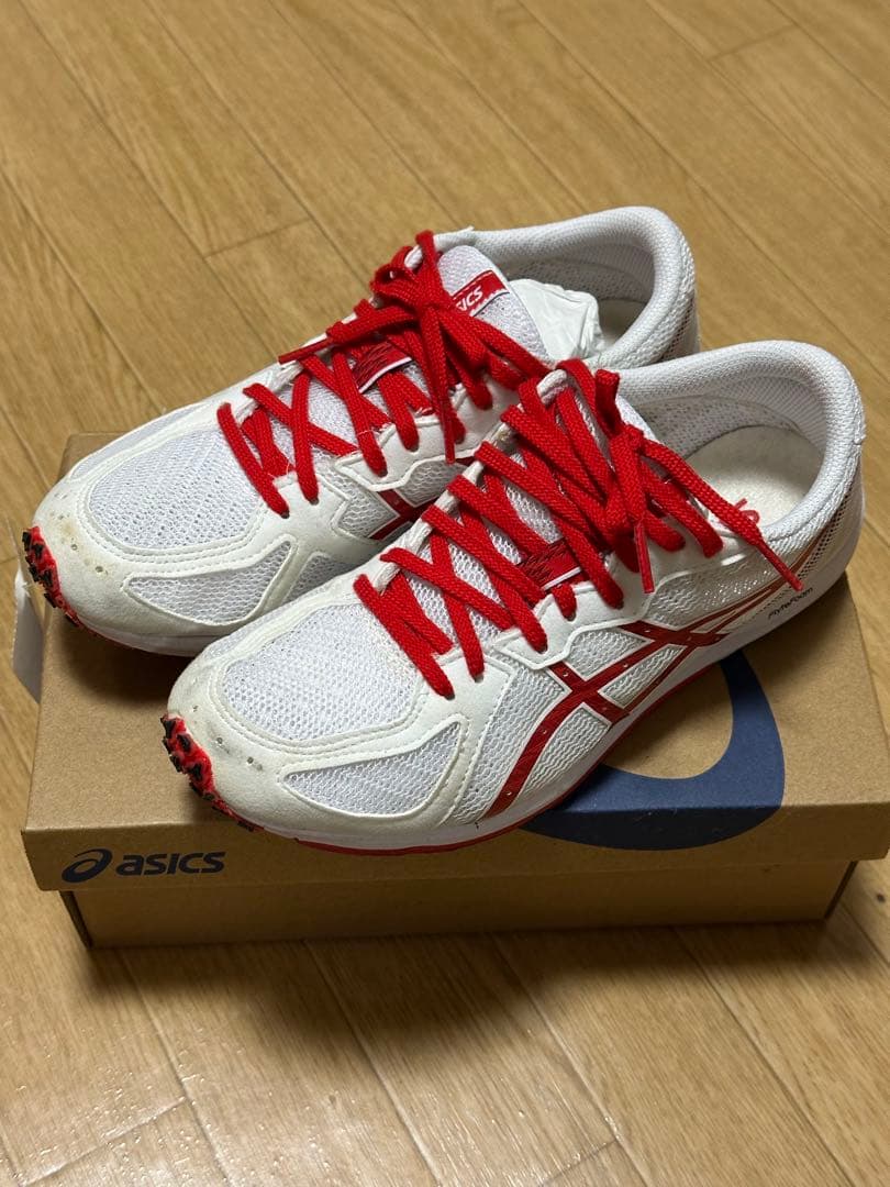 【asics】ランニングシューズ ホワイト/レッド　24.5cm