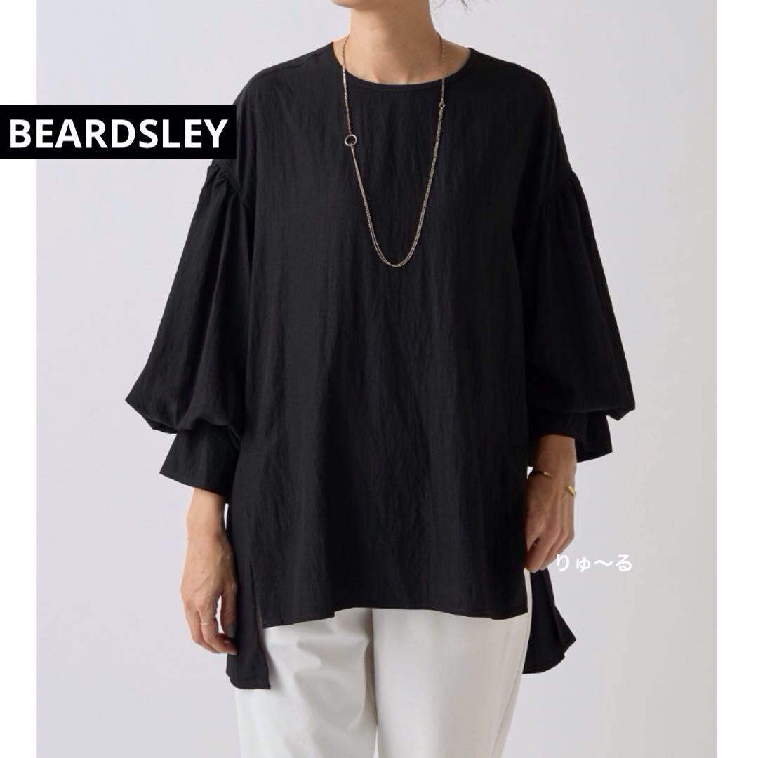 1回美品⭐️23100円⭐️BEARDSLEY ビアズリー ギャザーカフスシャツ／黒