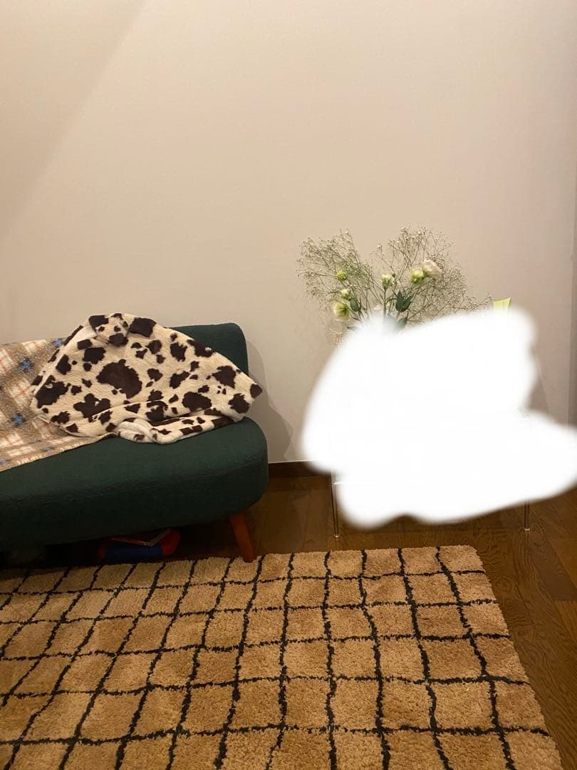 【cherry blossoms】 天然素材 格子模様ラグ