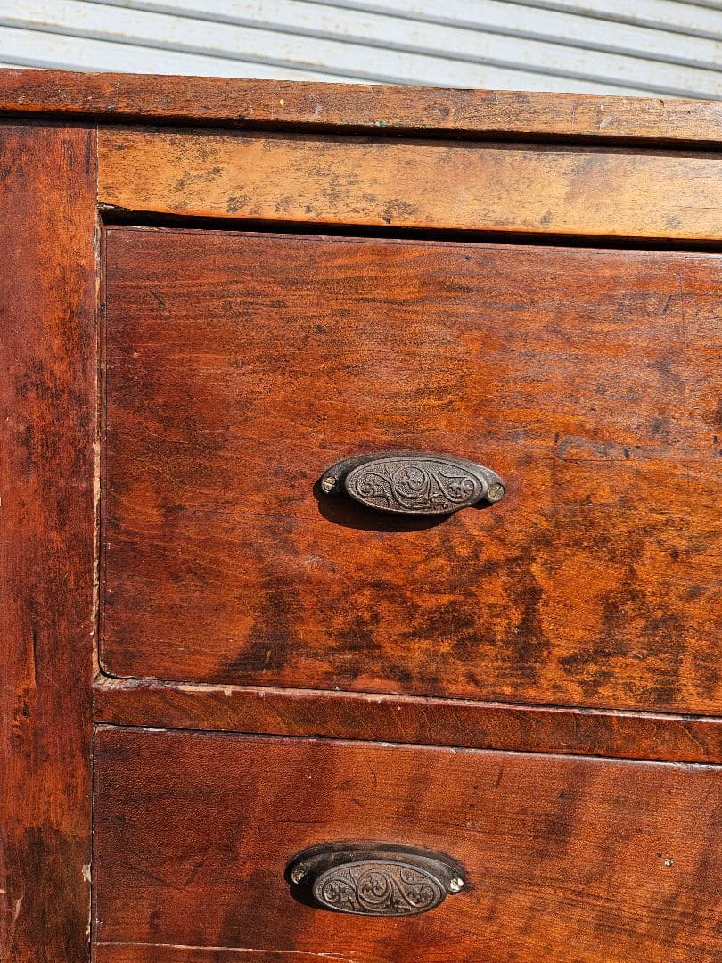 日本のアンティーク 欅の古いチェスト 無垢材 洋箪笥 引出し 収納 古家具