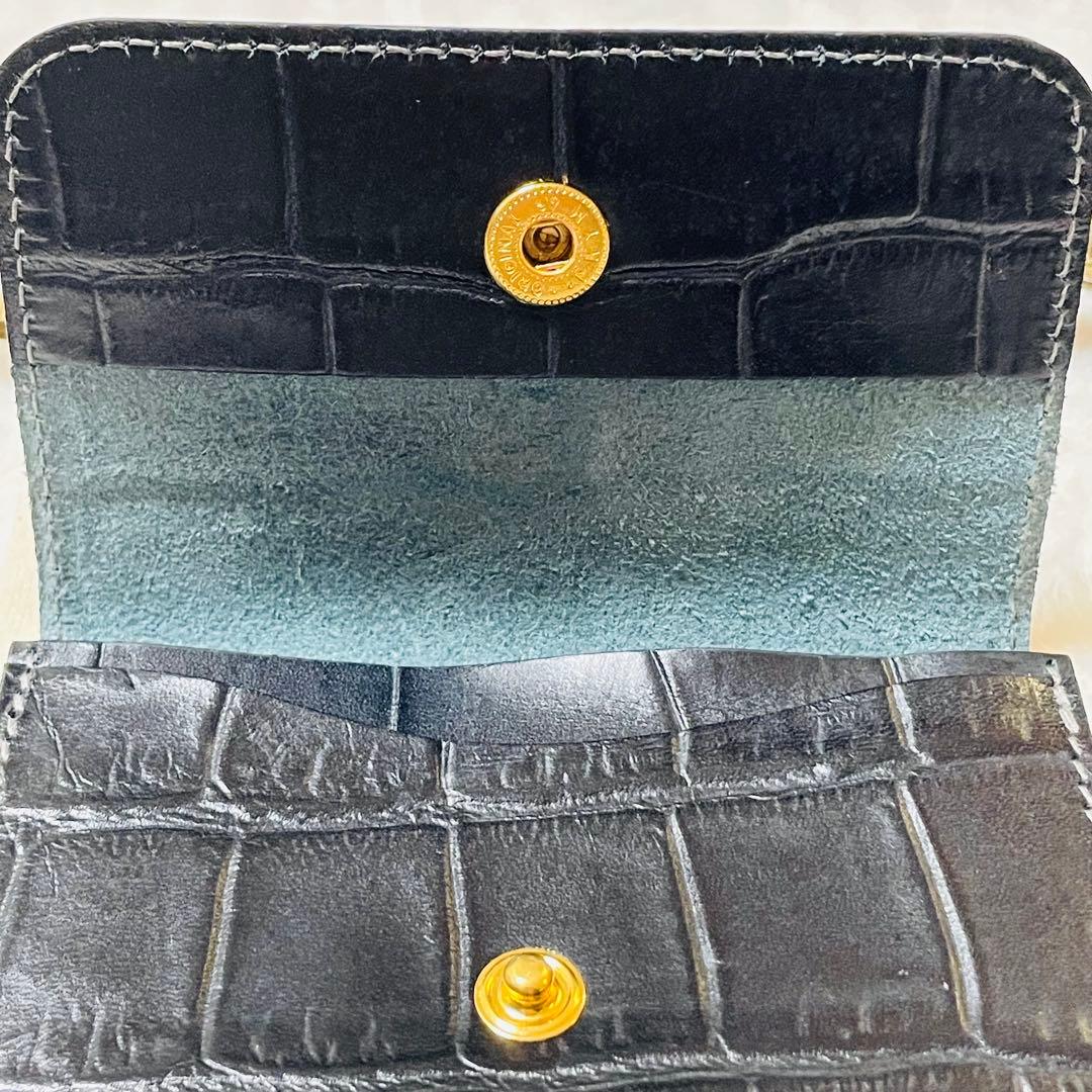 ✨新品✨ イルビゾンテ IL BISONTE 名刺入れ ロゴ型押し クロコ 黒