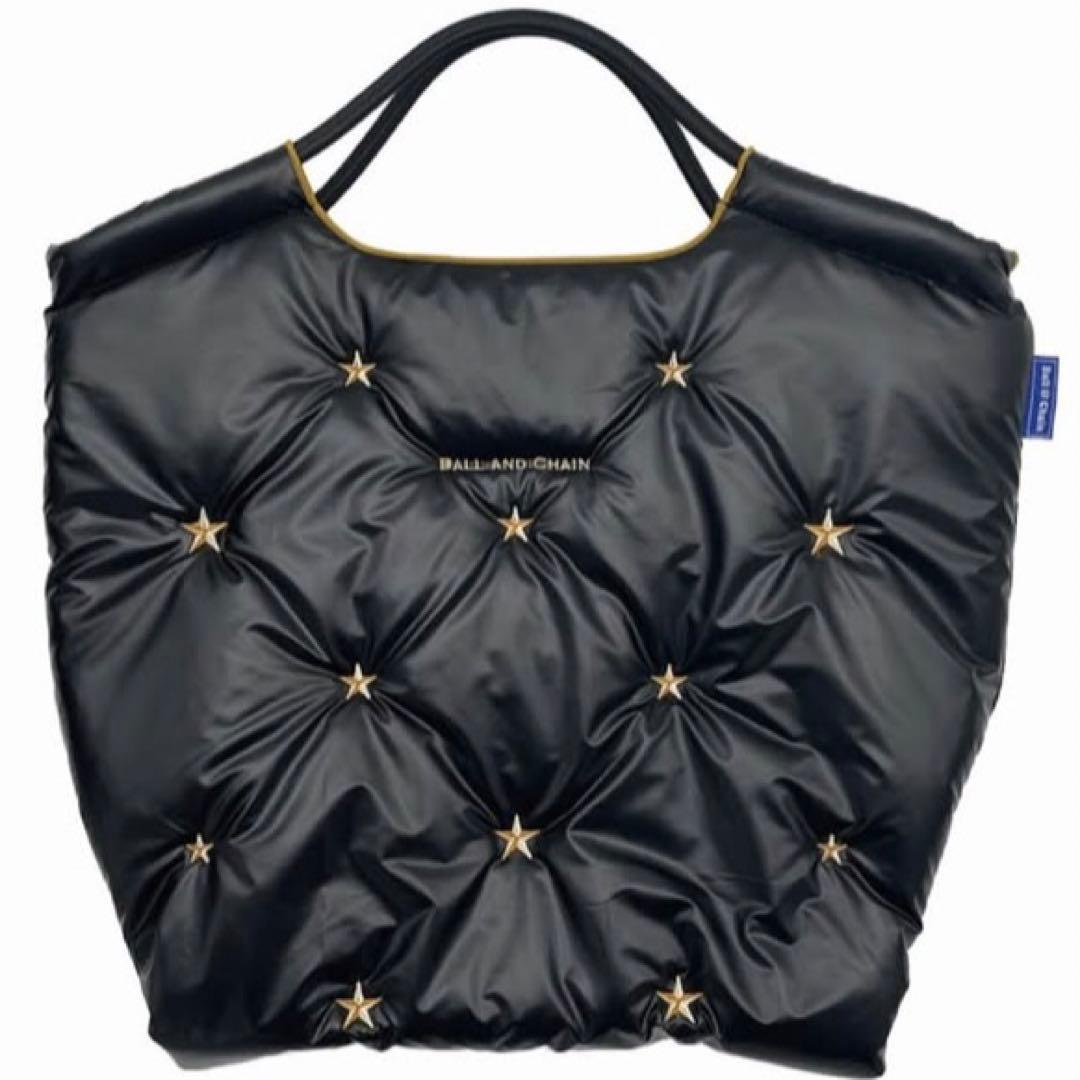 新品未使用 刺繍ゴールド ボールアンドチェーン 中綿 エコバッグ ステラ