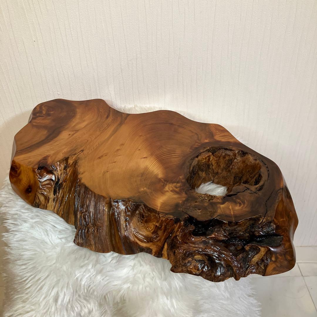 希少品　屋久杉飾り台　一枚板　屋久杉　置台　屋久杉工芸品　世界遺産　花台　刻印有