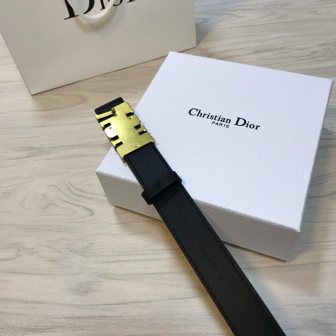 【美品】クリスチャンディオール DIOR ロゴ レザーベルト ブラック