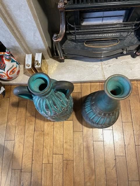 青緑色の陶器製花瓶セット