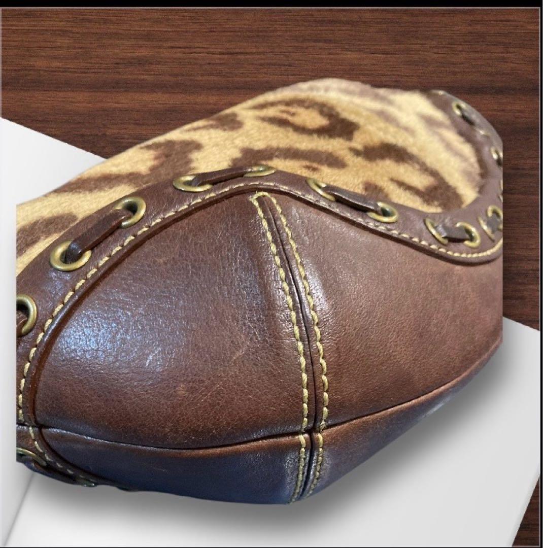 【極美品・希少】COACH コーチ ハラコ レオパード ショルダーバッグ